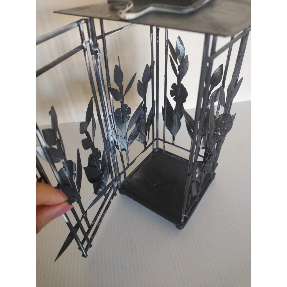 Unbranded‎ Black Square Lantern Floral Cage Style Outdoors Indoors Decor
